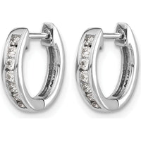 10K White Gold Diamond Hinged Hoop Earrings - 1.0 Carat Total Diamond Weight by Oro Pregiato