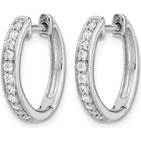 10K White Gold Diamond Hinged Hoop Earrings - 1.0 Carat Total Diamond Weight by Oro Pregiato