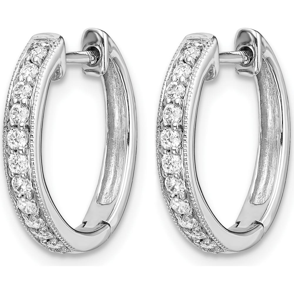 10K White Gold Diamond Hinged Hoop Earrings - 1.0 Carat Total Diamond Weight by Oro Pregiato