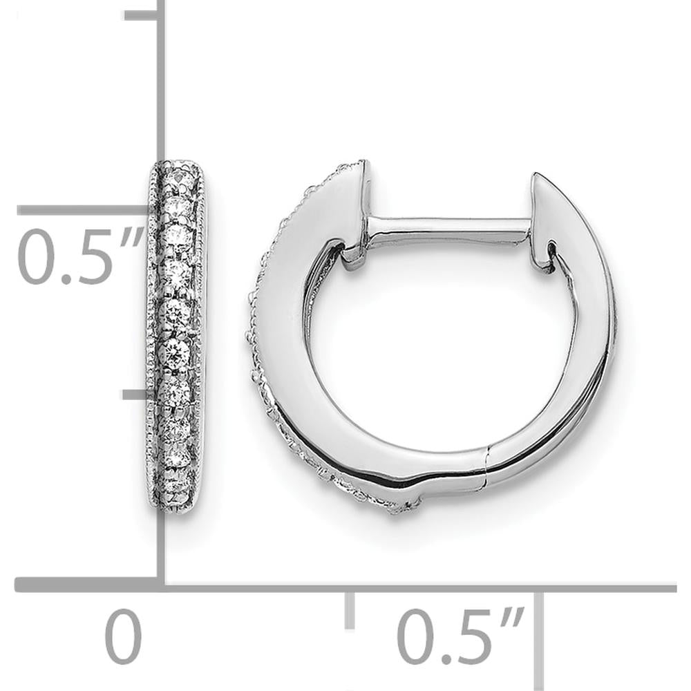 10K White Gold Diamond Hinged Hoop Earrings - 1.0 Carat Total Diamond Weight by Oro Pregiato