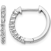 10K White Gold Diamond Hinged Hoop Earrings - 1.0 Carat Total Diamond Weight by Oro Pregiato