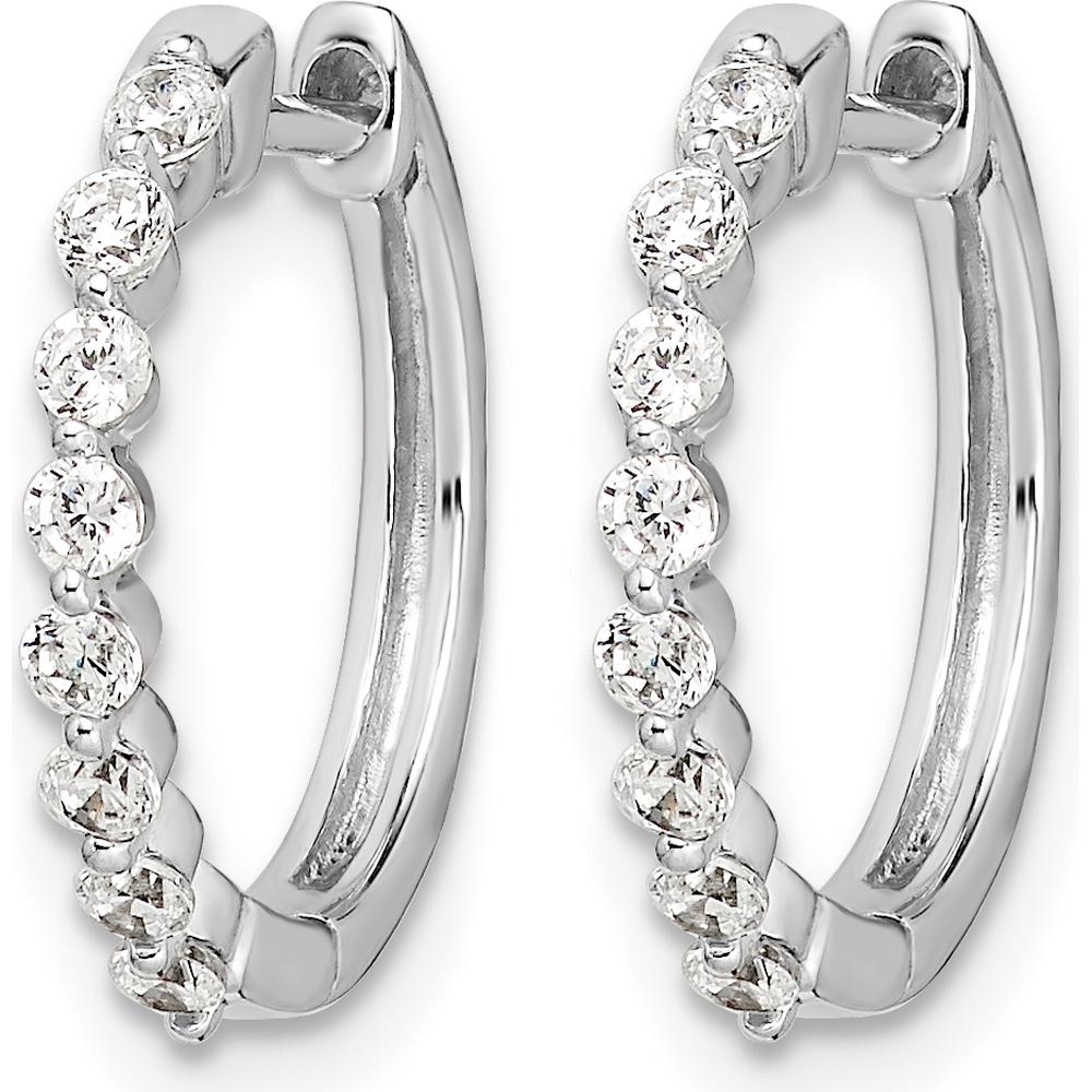 10K White Gold Diamond Hinged Hoop Earrings - 1.0 Carat Total Diamond Weight by Oro Pregiato