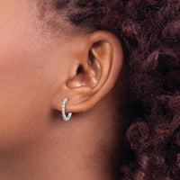 10K White Gold Diamond Hinged Hoop Earrings - 1.0 Carat Total Diamond Weight by Oro Pregiato