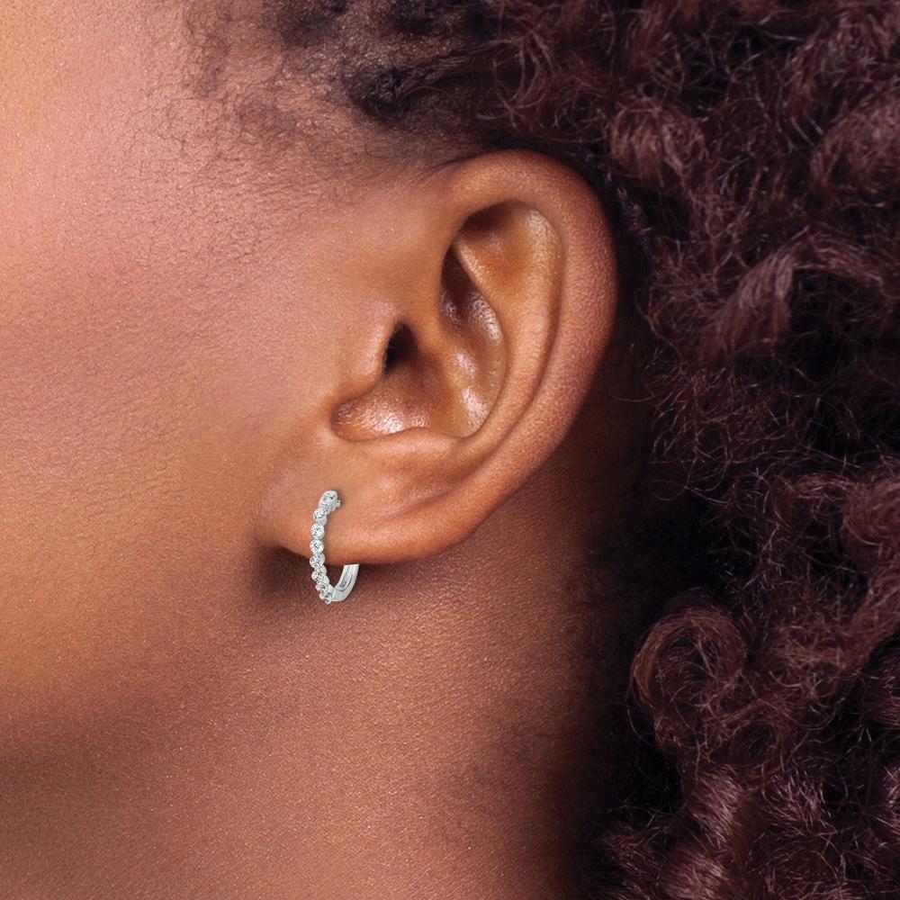10K White Gold Diamond Hinged Hoop Earrings - 1.0 Carat Total Diamond Weight by Oro Pregiato