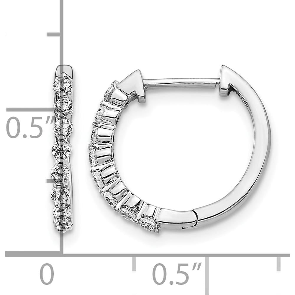 10K White Gold Diamond Hinged Hoop Earrings - 1.0 Carat Total Diamond Weight by Oro Pregiato