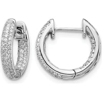 10K White Gold Diamond Hinged Hoop Earrings - 1.0 Carat Total Diamond Weight by Oro Pregiato