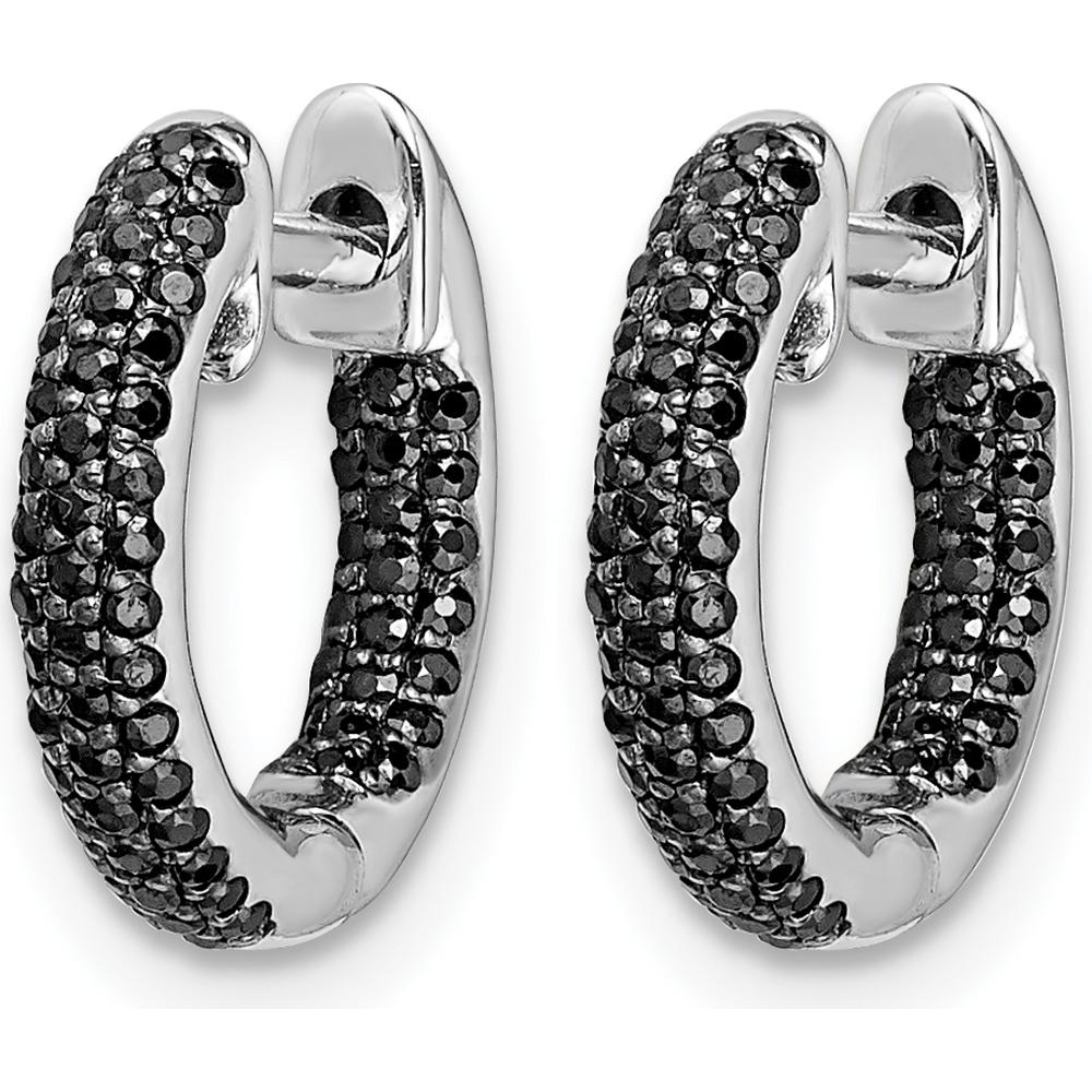 10K White Gold Diamond Hinged Hoop Earrings - 1.0 Carat Total Diamond Weight by Oro Pregiato