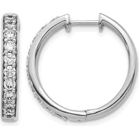 10K White Gold Diamond Hinged Hoop Earrings - 1.00 Carat Total Diamond Weight by Oro Pregiato