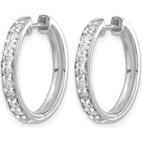 10K White Gold Diamond Hinged Hoop Earrings - 1.00 Carat Total Diamond Weight by Oro Pregiato