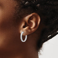 10K White Gold Diamond Hinged Hoop Earrings - 1.00 Carat Total Diamond Weight by Oro Pregiato