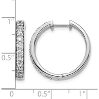 10K White Gold Diamond Hinged Hoop Earrings - 1.00 Carat Total Diamond Weight by Oro Pregiato