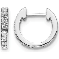 10K White Gold Diamond Hinged Hoop Earrings - 1.00 Carat Total Diamond Weight by Oro Pregiato
