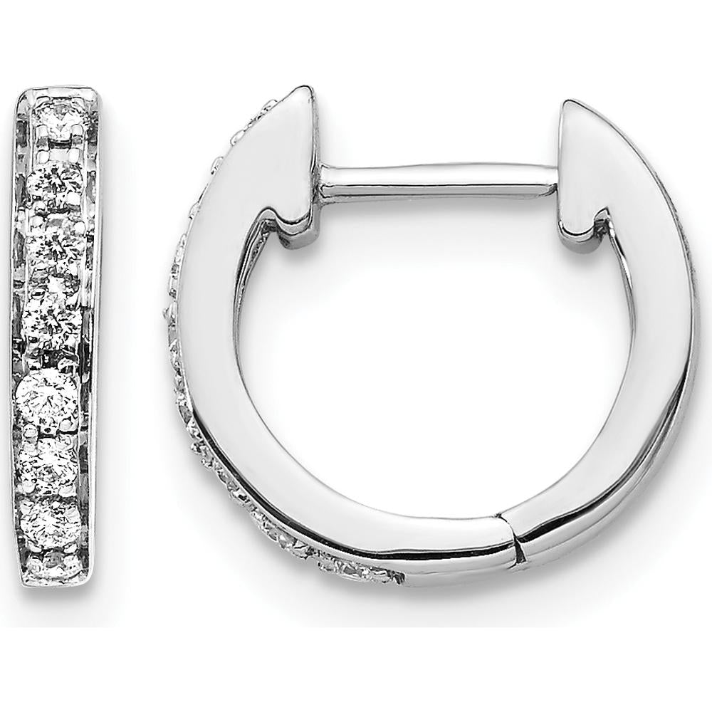 10K White Gold Diamond Hinged Hoop Earrings - 1.00 Carat Total Diamond Weight by Oro Pregiato