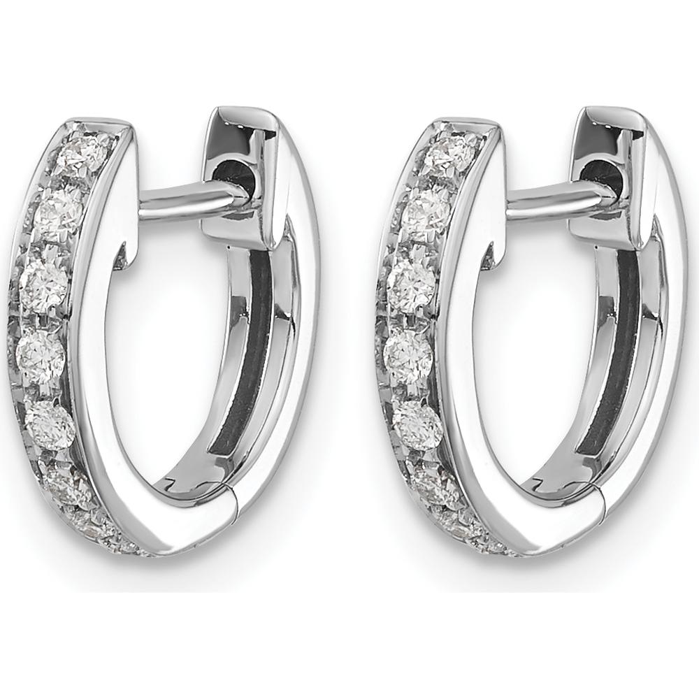 10K White Gold Diamond Hinged Hoop Earrings - 1.00 Carat Total Diamond Weight by Oro Pregiato