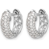10K White Gold Diamond Hinged Hoop Earrings - 1.00 Carat Total Diamond Weight by Oro Pregiato