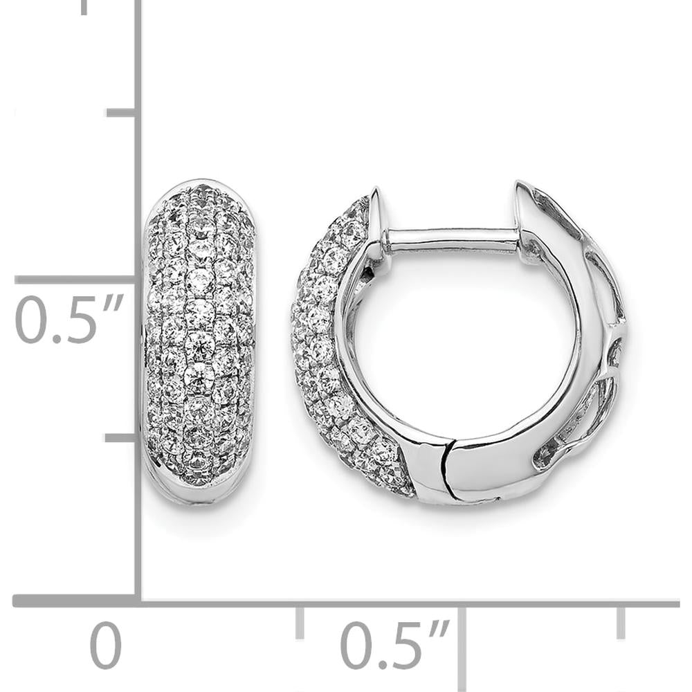 10K White Gold Diamond Hinged Hoop Earrings - 1.00 Carat Total Diamond Weight by Oro Pregiato