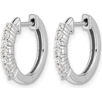 10K White Gold Diamond Hinged Hoop Earrings - 1/2 Carat Total Diamond Weight by Oro Pregiato
