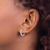 10K White Gold Diamond Hinged Hoop Earrings - 1/2 Carat Total Diamond Weight by Oro Pregiato