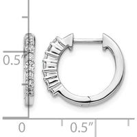 10K White Gold Diamond Hinged Hoop Earrings - 1/2 Carat Total Diamond Weight by Oro Pregiato