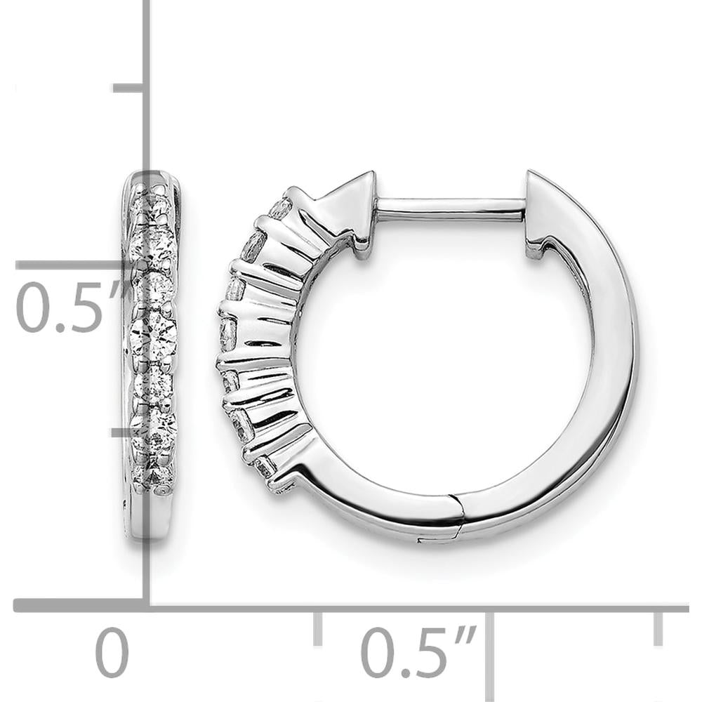 10K White Gold Diamond Hinged Hoop Earrings - 1/2 Carat Total Diamond Weight by Oro Pregiato