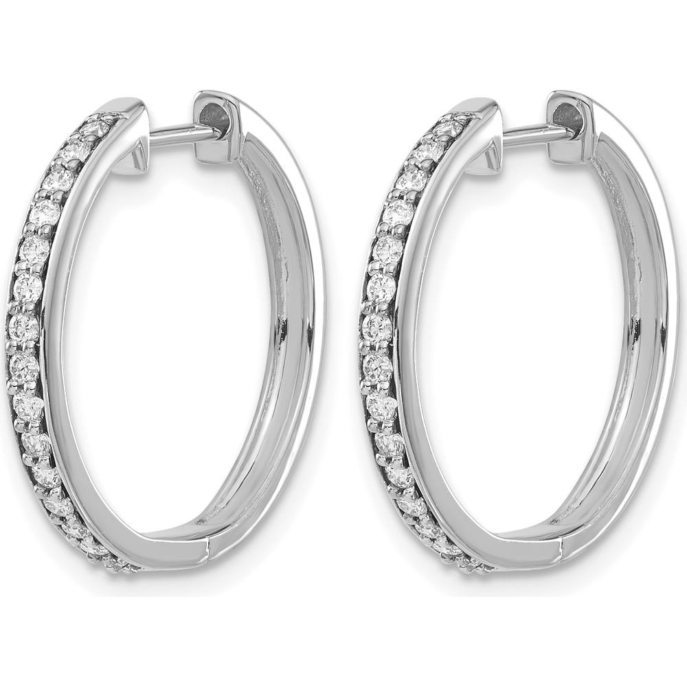 10K White Gold Diamond Hinged Hoop Earrings - 1/2 Carat Total Diamond Weight by Oro Pregiato