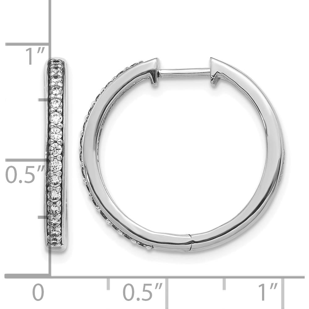 10K White Gold Diamond Hinged Hoop Earrings - 1/2 Carat Total Diamond Weight by Oro Pregiato
