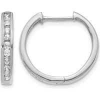 10K White Gold Diamond Hinged Hoop Earrings - 1 Carat Total Diamond Weight by Oro Pregiato