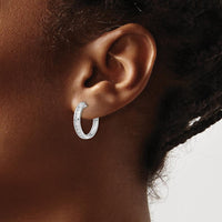 10K White Gold Diamond Hinged Hoop Earrings - 1 Carat Total Diamond Weight by Oro Pregiato