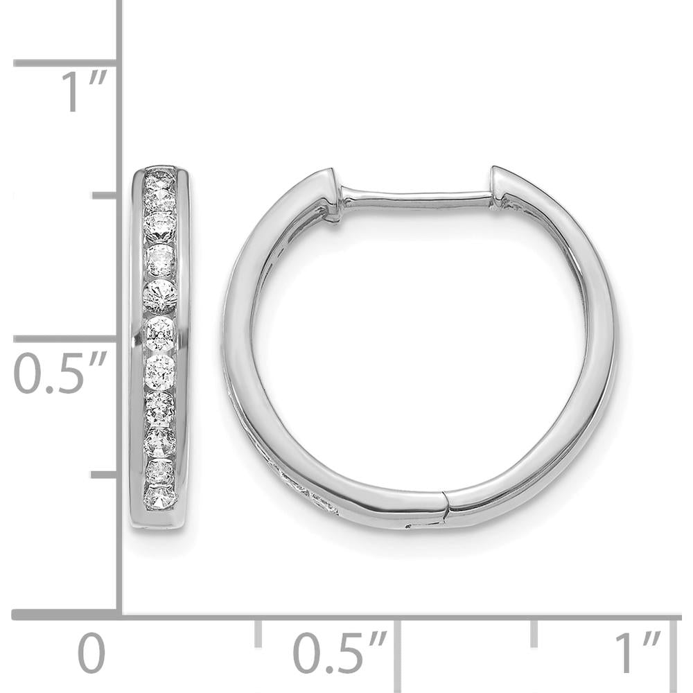 10K White Gold Diamond Hinged Hoop Earrings - 1 Carat Total Diamond Weight by Oro Pregiato