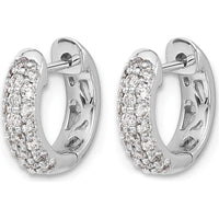10K White Gold Diamond Hinged Hoop Earrings with 0.50 Carat Total Diamond Weight by Oro Pregiato