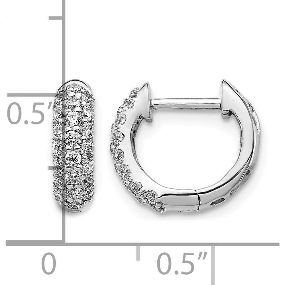 10K White Gold Diamond Hinged Hoop Earrings with 0.50 Carat Total Diamond Weight by Oro Pregiato