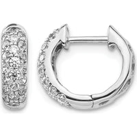 10K White Gold Diamond Hinged Hoop Earrings with 1.00 Carat of Round Diamonds - Polished Finish by Oro Pregiato