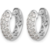 10K White Gold Diamond Hinged Hoop Earrings with 1.00 Carat of Round Diamonds - Polished Finish by Oro Pregiato