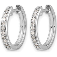 10K White Gold Diamond Hinged Hoop Earrings with 1 Carat Total Diamond Weight by Oro Pregiato