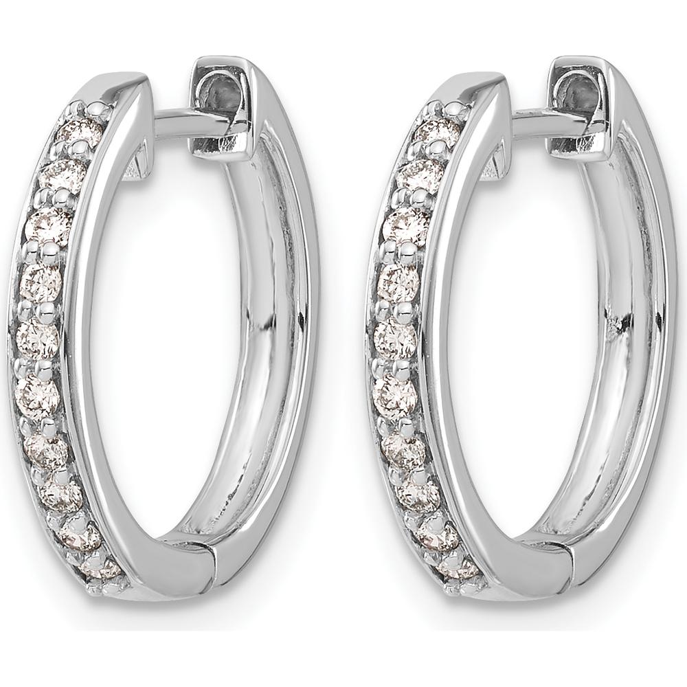 10K White Gold Diamond Hinged Hoop Earrings with 1 Carat Total Diamond Weight by Oro Pregiato