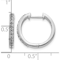 10K White Gold Diamond Hinged Hoop Earrings with 1 Carat Total Diamond Weight by Oro Pregiato