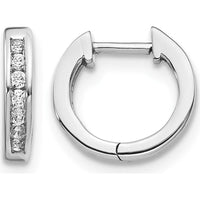 10K White Gold Diamond Hinged Hoop Earrings with Channel Set Diamonds - 1.00 Carat Total Diamond Weight by Oro Pregiato