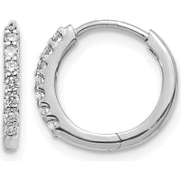 10K White Gold Diamond Hinged Hoop Earrings with Round Diamonds - 1.00 Carat Total Diamond Weight by Oro Pregiato