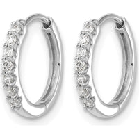 10K White Gold Diamond Hinged Hoop Earrings with Round Diamonds - 1.00 Carat Total Diamond Weight by Oro Pregiato