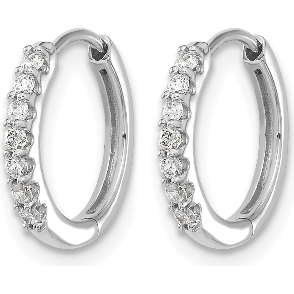 10K White Gold Diamond Hinged Hoop Earrings with Round Diamonds - 1.00 Carat Total Diamond Weight by Oro Pregiato