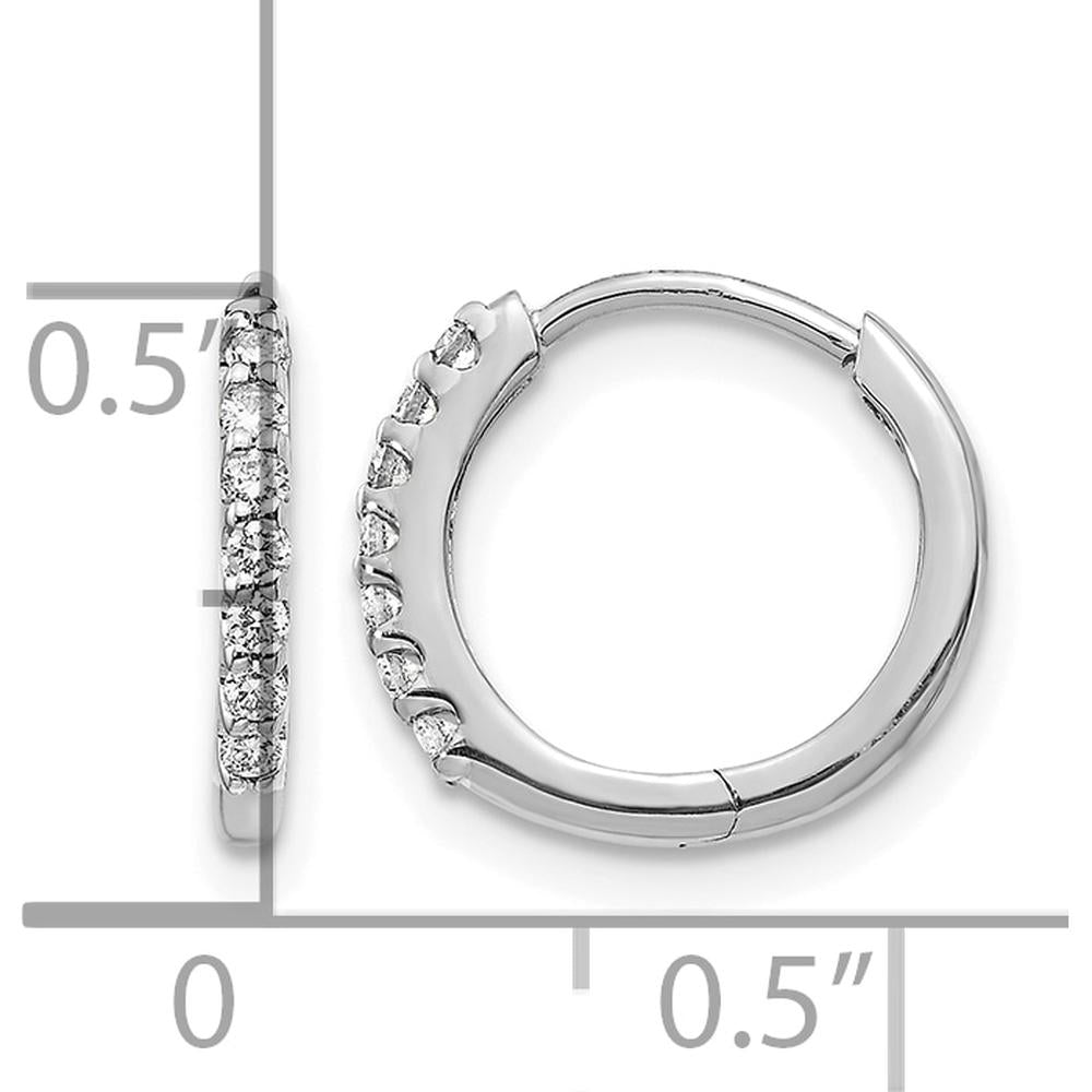 10K White Gold Diamond Hinged Hoop Earrings with Round Diamonds - 1.00 Carat Total Diamond Weight by Oro Pregiato