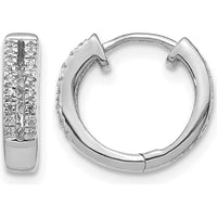 10K White Gold Diamond Hinged Round Hoop Earrings - 1.00 Carat Total Diamond Weight by Oro Pregiato