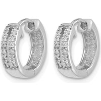 10K White Gold Diamond Hinged Round Hoop Earrings - 1.00 Carat Total Diamond Weight by Oro Pregiato