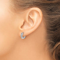 10K White Gold Diamond Hinged Round Hoop Earrings - 1.00 Carat Total Diamond Weight by Oro Pregiato