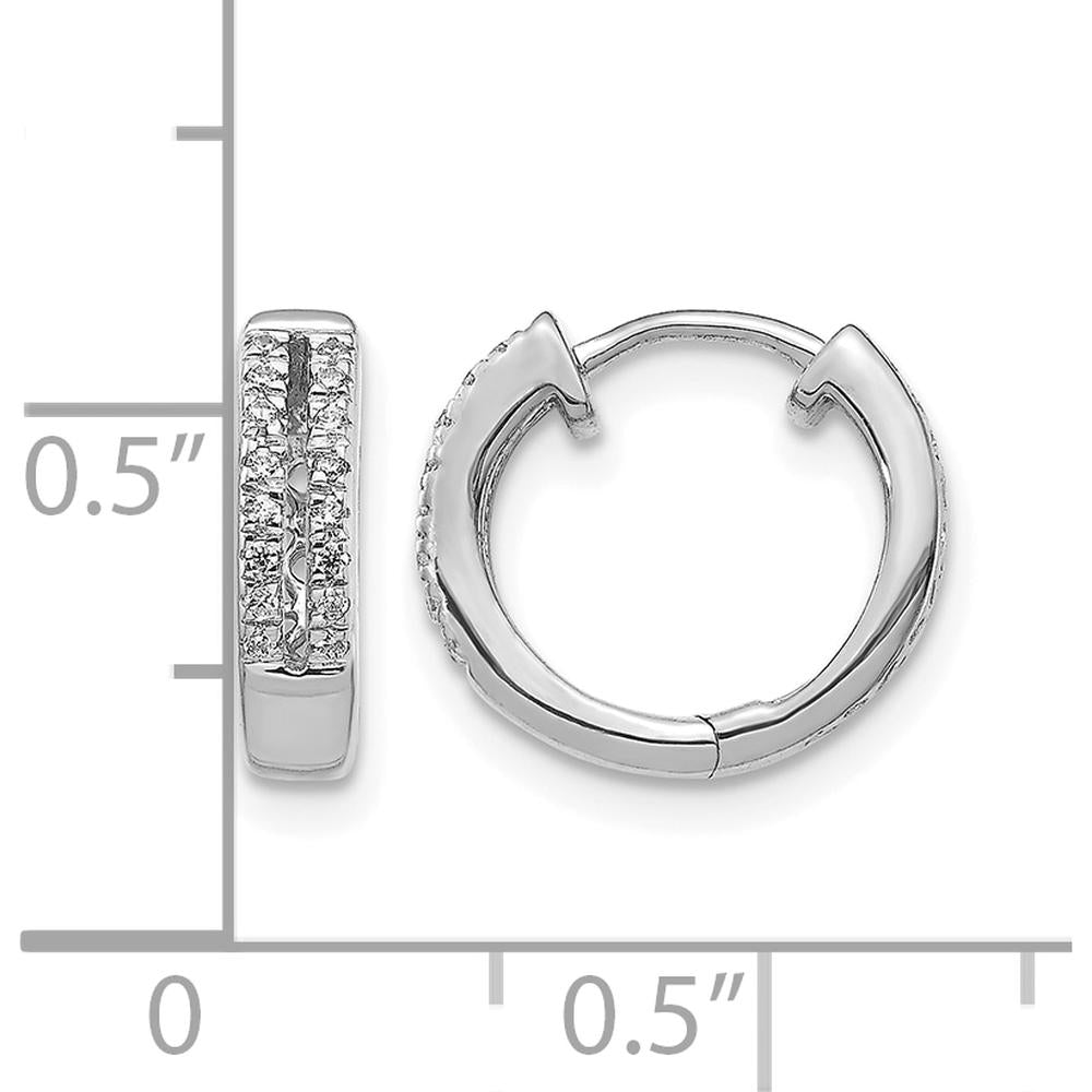 10K White Gold Diamond Hinged Round Hoop Earrings - 1.00 Carat Total Diamond Weight by Oro Pregiato