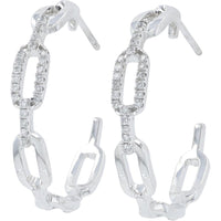 10K White Gold Diamond Hoop Earrings - 0.17 Carat Total Diamond Weight