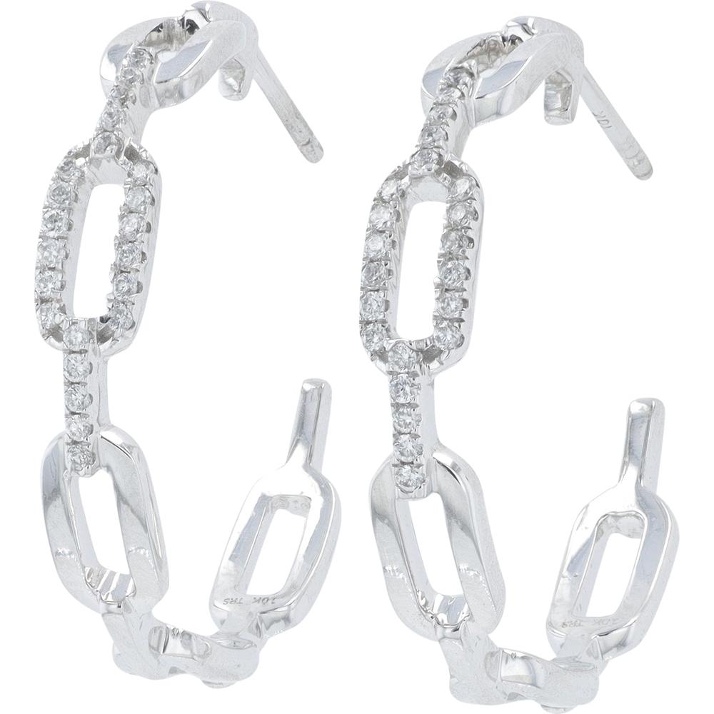 10K White Gold Diamond Hoop Earrings - 0.17 Carat Total Diamond Weight