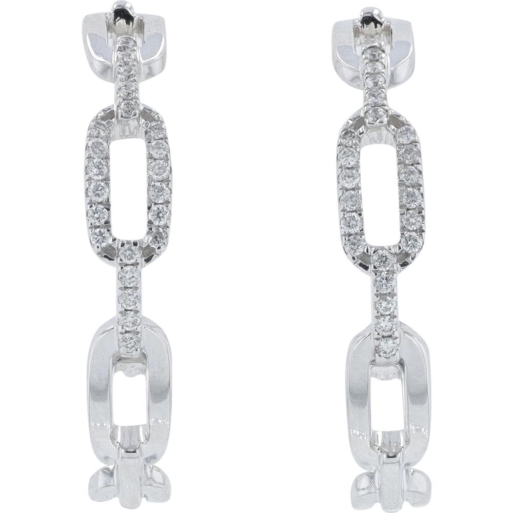 10K White Gold Diamond Hoop Earrings - 0.17 Carat Total Diamond Weight