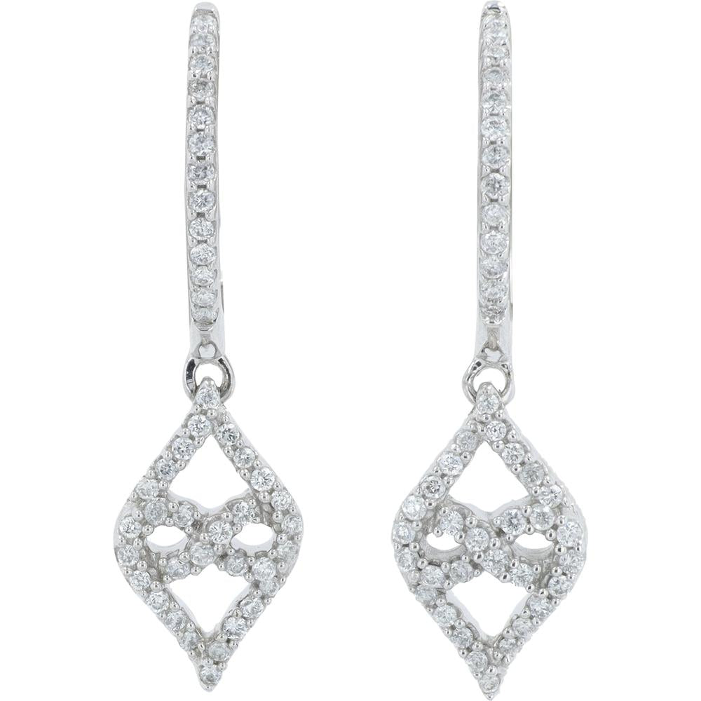10K White Gold Diamond Hoop Earrings - 0.20 Carat Total Diamond Weight