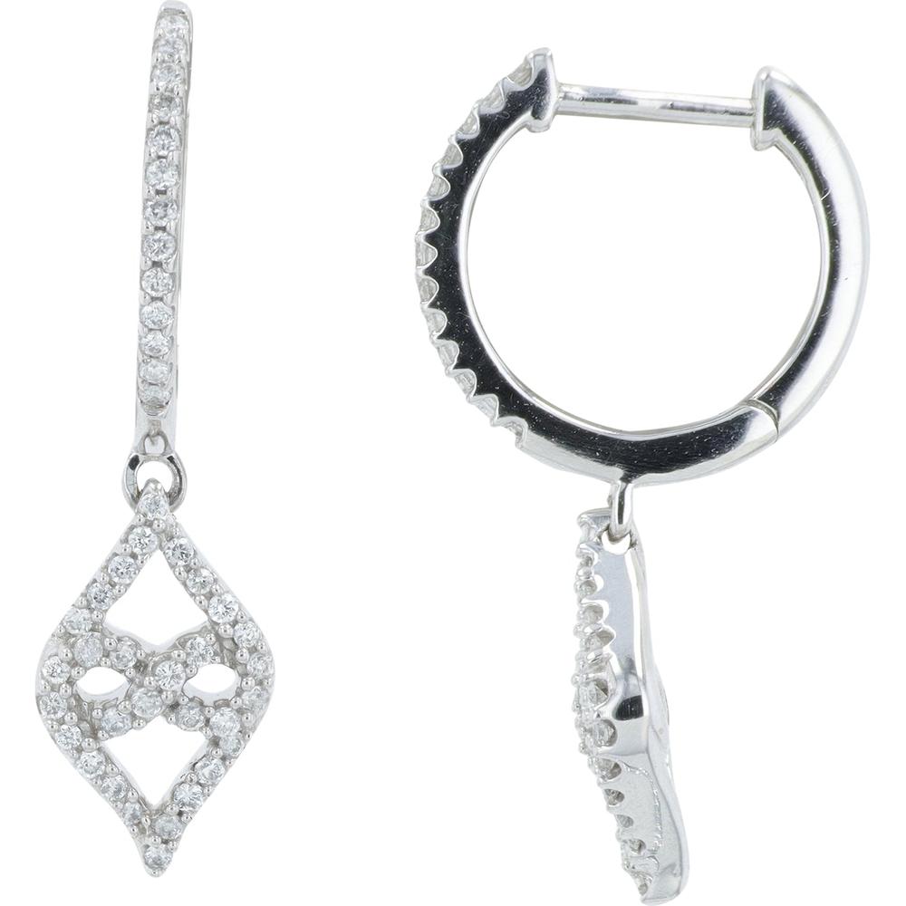 10K White Gold Diamond Hoop Earrings - 0.20 Carat Total Diamond Weight